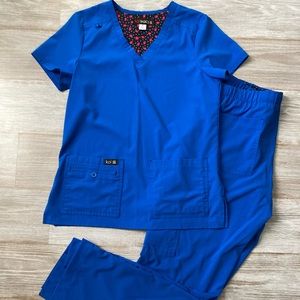 Koi Basics Royal Blue Scrub Top and Bottom Set
